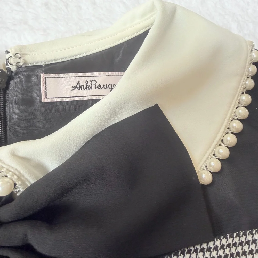 Ank Rouge Jirai Kei Ryosan Anime bow Lolita Kawaii Dress Plaid Idol M Beige - Picture 3 of 6